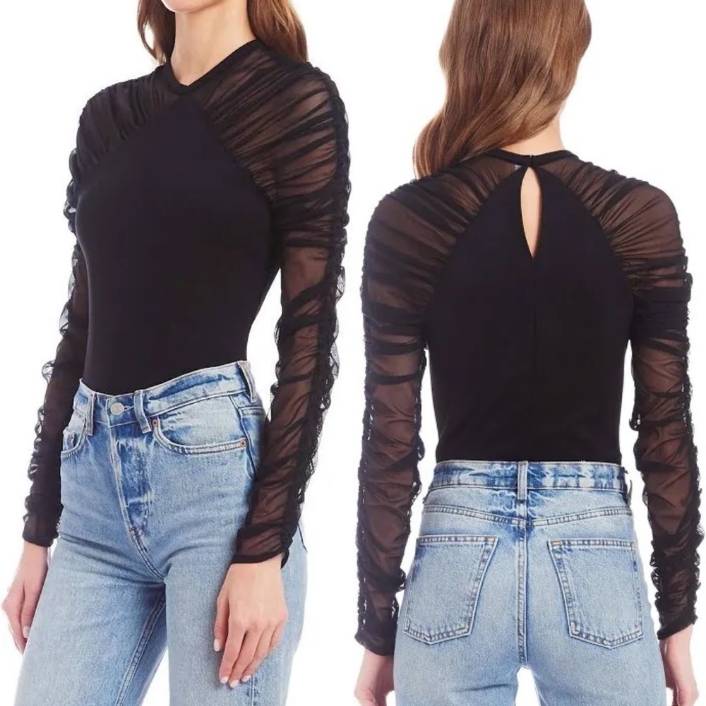 AMANDA UPRICHARD  Shandi Sheer Sleeve Bodysuit